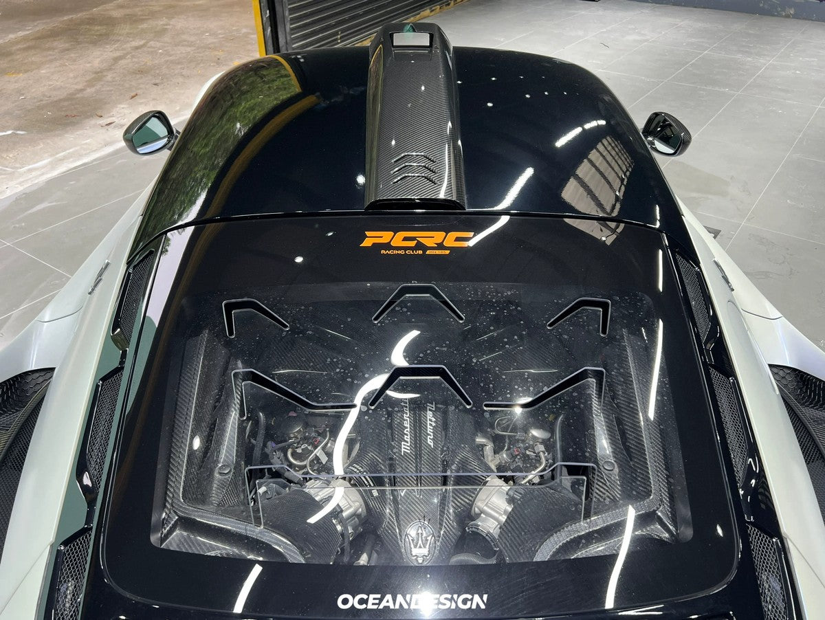 Maserati MC20 SD Style Dry Carbon Fiber Aero Kit – Front Lip, Rear Lip, Side Skirts, GT Wing, Engine Bay Trim, Fender Trim, Mirror Covers