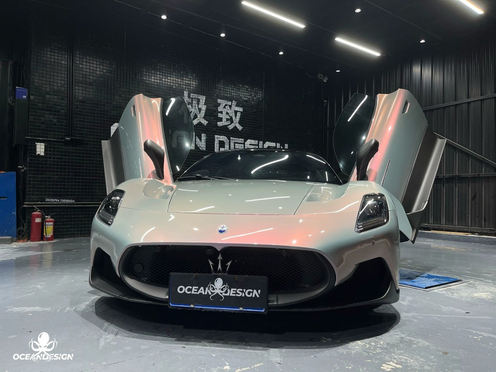 Maserati MC20 OEM Style Dry Carbon Fiber Aero Kit – Front Lip, Side Skirts, Rear Lip, Rear Wing, Engine Bay Trim, Mirror Covers