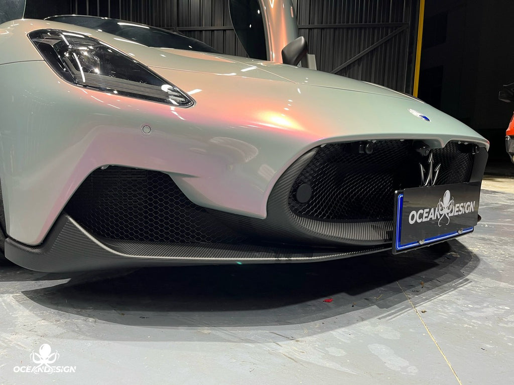 Maserati MC20 OEM Style Dry Carbon Fiber Aero Kit – Front Lip, Side Skirts, Rear Lip, Rear Wing, Engine Bay Trim, Mirror Covers