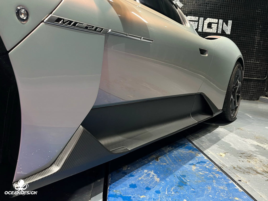 Maserati MC20 OEM Style Dry Carbon Fiber Aero Kit – Front Lip, Side Skirts, Rear Lip, Rear Wing, Engine Bay Trim, Mirror Covers