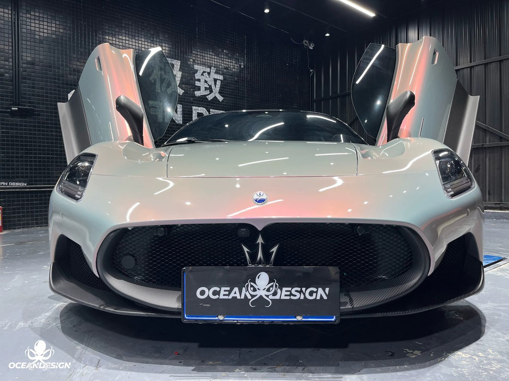 Maserati MC20 OEM Style Dry Carbon Fiber Aero Kit – Front Lip, Side Skirts, Rear Lip, Rear Wing, Engine Bay Trim, Mirror Covers
