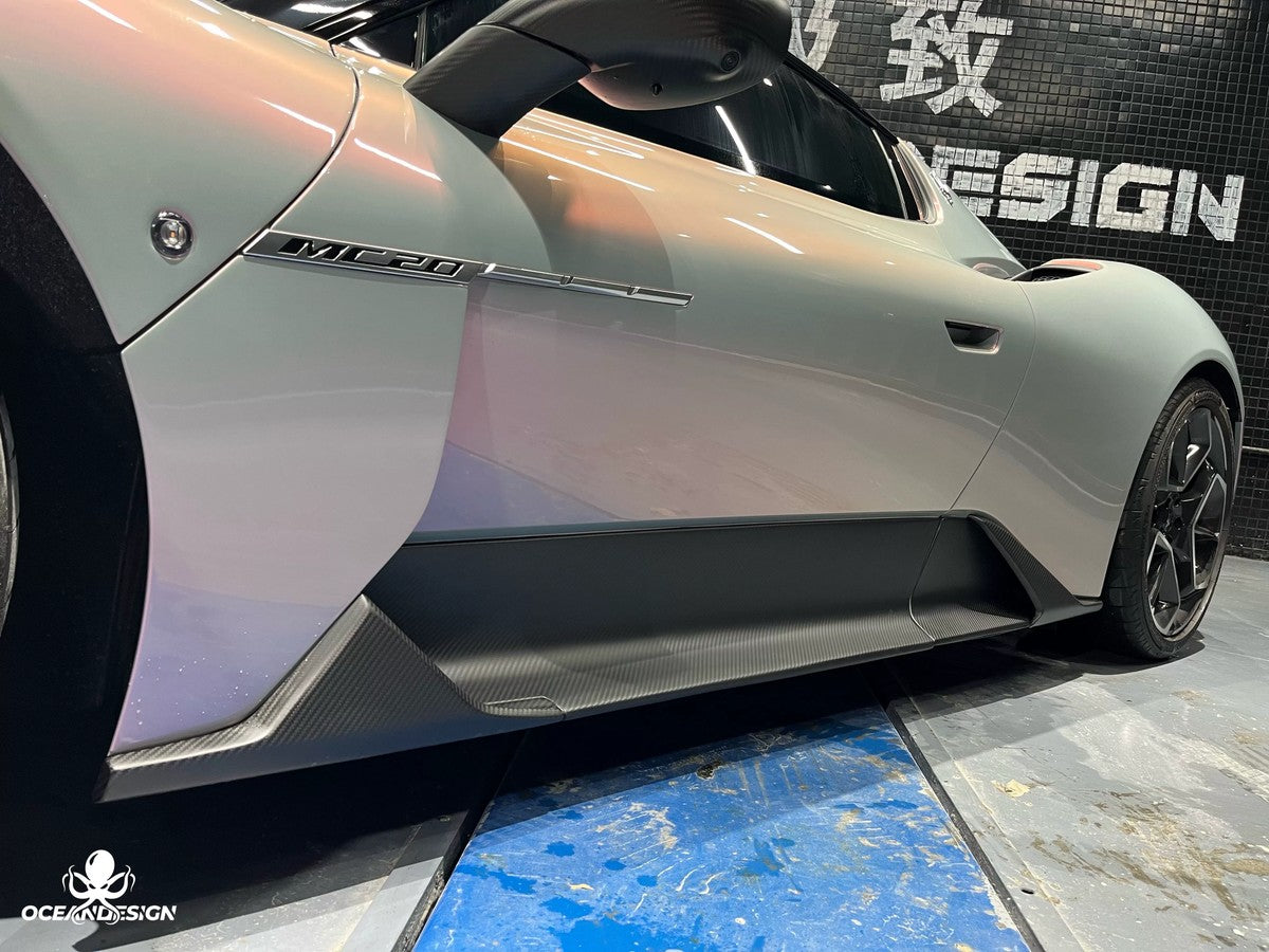 Maserati MC20 OEM Style Dry Carbon Fiber Aero Kit – Front Lip, Side Skirts, Rear Lip, Rear Wing, Engine Bay Trim, Mirror Covers