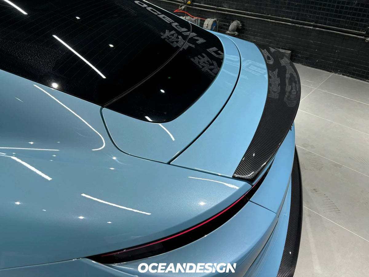 Porsche Taycan OceanDesign OD-Style Dry Carbon Fiber Aero Kit – Front Lip / Side Skirts / Rear Lip / Rear Wing / Mirror Covers
