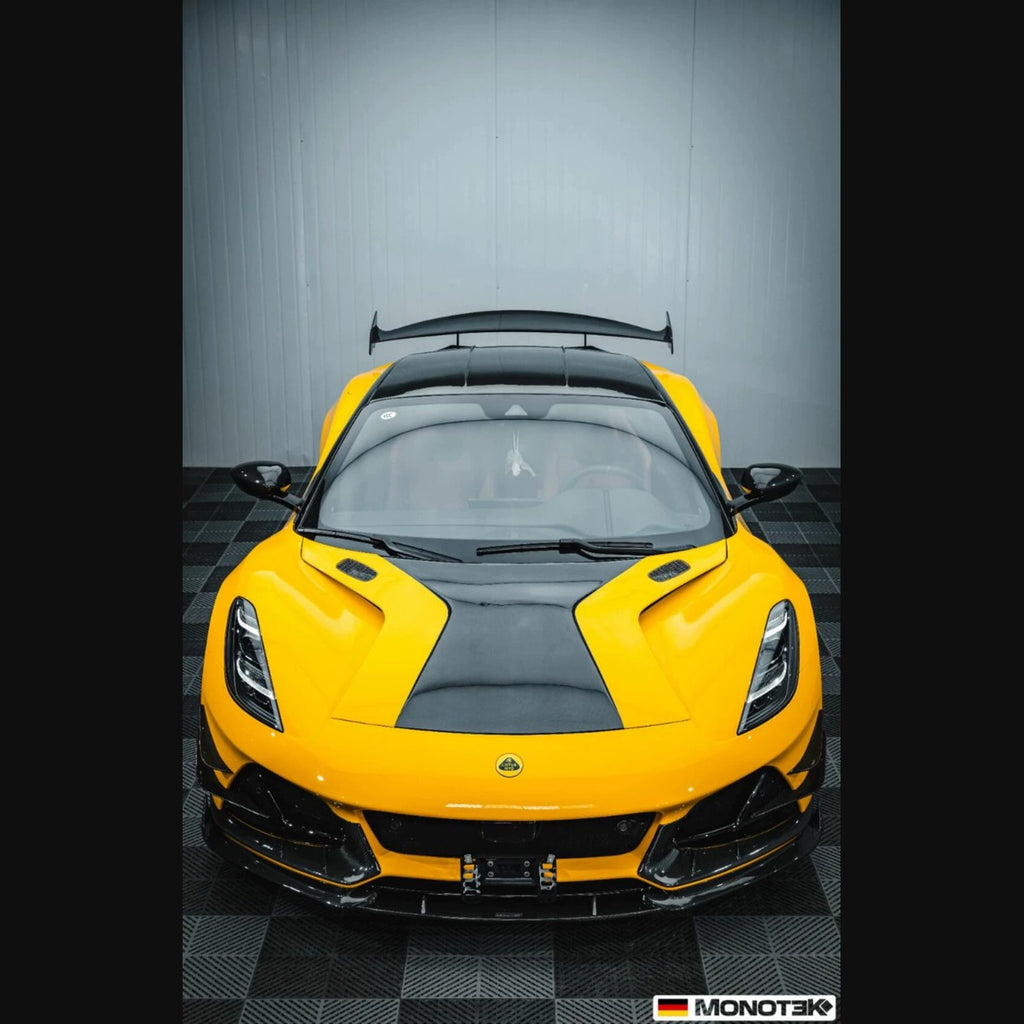 Lotus Emira Monotek Dry Carbon Fiber Aero Kit – Front Lip / Side Skirts / Rear Lip / Spoiler / Air Blades / Door Sills / Hood