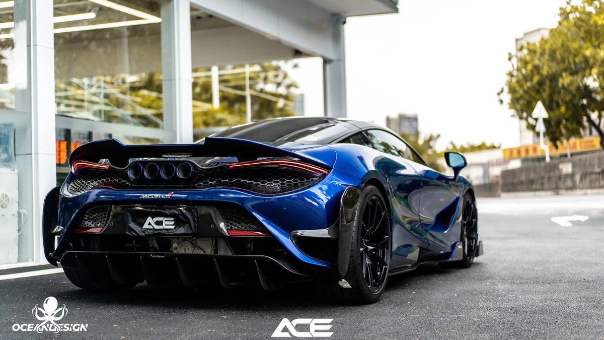 McLaren 720S 765LT-Style Dry Carbon Fiber Complete Aero Kit – Front & Rear Bumper / Wide Fenders / Side Skirts / Rear Wing / Front Lip / Hood