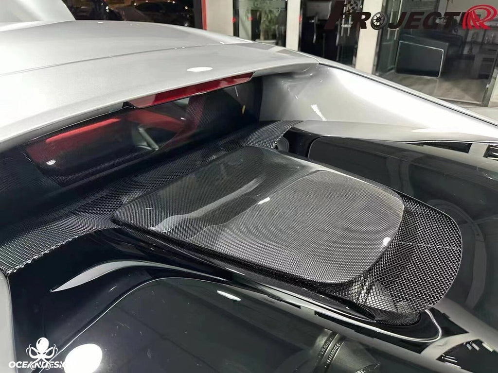 Ferrari 296 GTB OEM Style Dry Carbon Fiber Aero Kit – Front Corner Pieces, Side Skirts, Rear Lip, Rear Wing, Engine Cover, Engine Bay Trim, Center Console, Door Sills