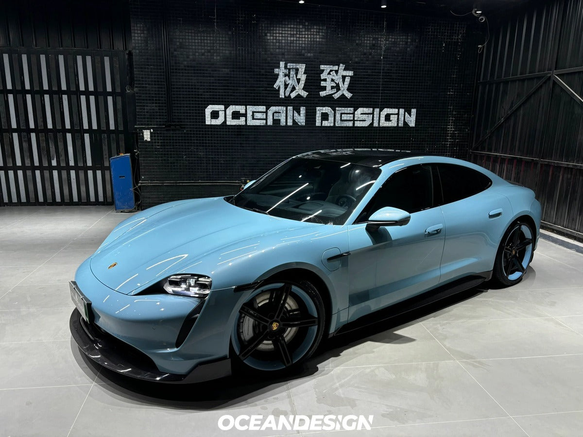 Porsche Taycan OceanDesign OD-Style Dry Carbon Fiber Aero Kit – Front Lip / Side Skirts / Rear Lip / Rear Wing / Mirror Covers