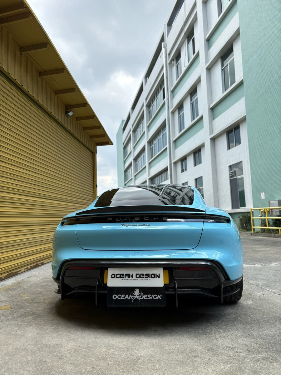 Porsche Taycan OceanDesign OD-Style Dry Carbon Fiber Aero Kit – Front Lip / Side Skirts / Rear Lip / Rear Wing / Mirror Covers