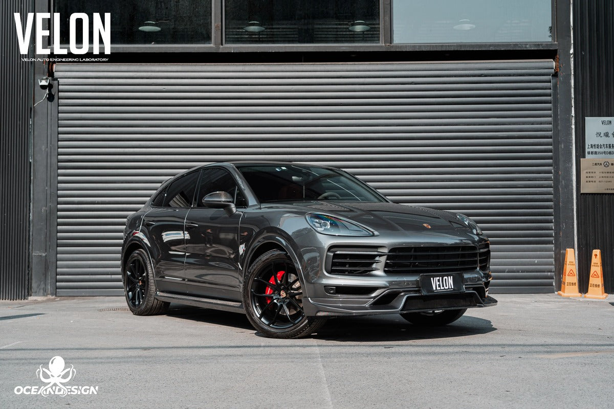 Porsche Cayenne OceanDesign OD-Style Carbon Fiber Aero Kit – Front Lip / Side Skirts / Rear Lip / Rear Wing / Front & Rear Fender Arches / Door Sills
