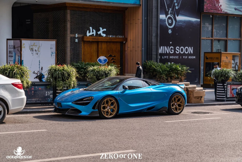 McLaren 720S V-Style Dry Carbon Fiber Aero Kit – Front Lip / Side Skirts / Rear Lip / Rear Wing / Fender Extensions / Hood