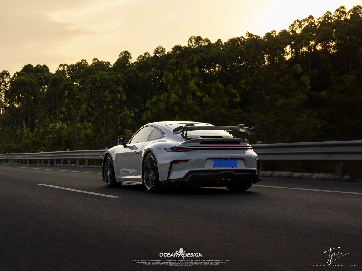 Porsche 911 992 to 992.2 GT3 Style Dry Carbon Fiber Conversion Kit – Front Bumper, Rear Bumper, Hood, Side Skirts, Engine Cover, GT Wing, Exhaust & More