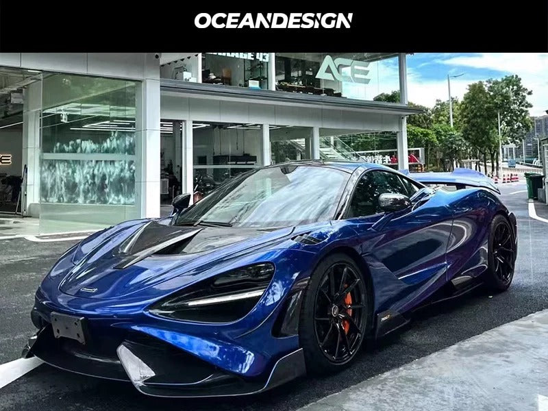 McLaren 720S 765LT-Style Dry Carbon Fiber Complete Aero Kit – Front & Rear Bumper / Wide Fenders / Side Skirts / Rear Wing / Front Lip / Hood