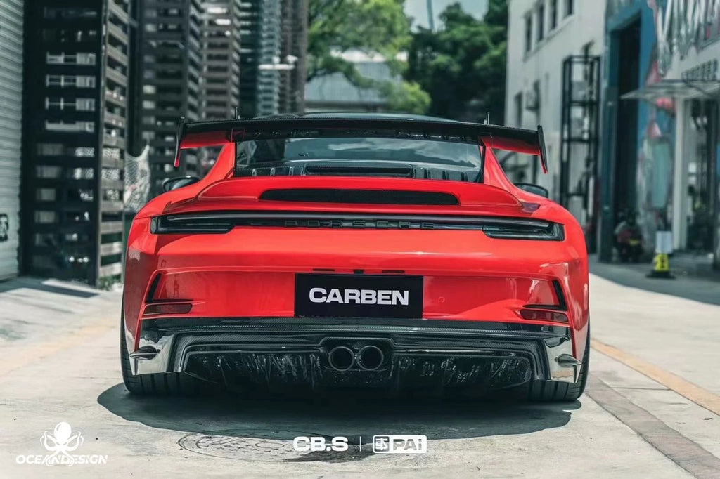 Porsche 911 992.1 GT3 Style Dry Carbon Fiber Aero Kit – Front Bumper, Rear Bumper, Side Skirts, Rear Wing, Hood, Roof, Exhaust