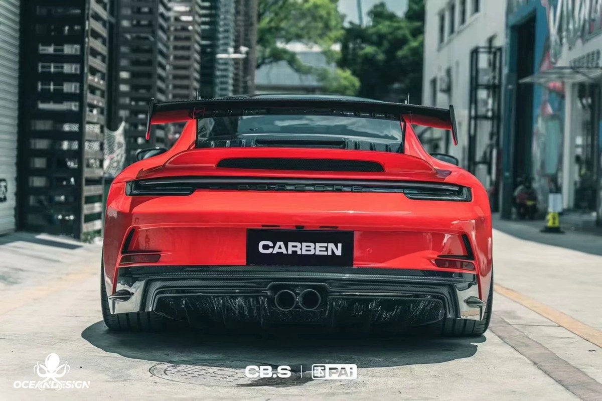 Porsche 911 992.1 GT3 Style Dry Carbon Fiber Aero Kit – Front Bumper, Rear Bumper, Side Skirts, Rear Wing, Hood, Roof, Exhaust