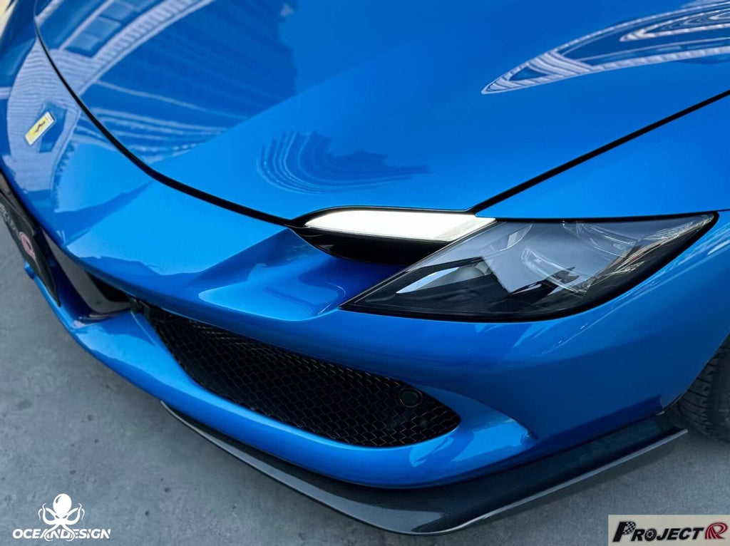 Ferrari 296 GTB OEM Style Dry Carbon Fiber Aero Kit – Front Corner Pieces, Side Skirts, Rear Lip, Rear Wing, Engine Cover, Engine Bay Trim, Center Console, Door Sills