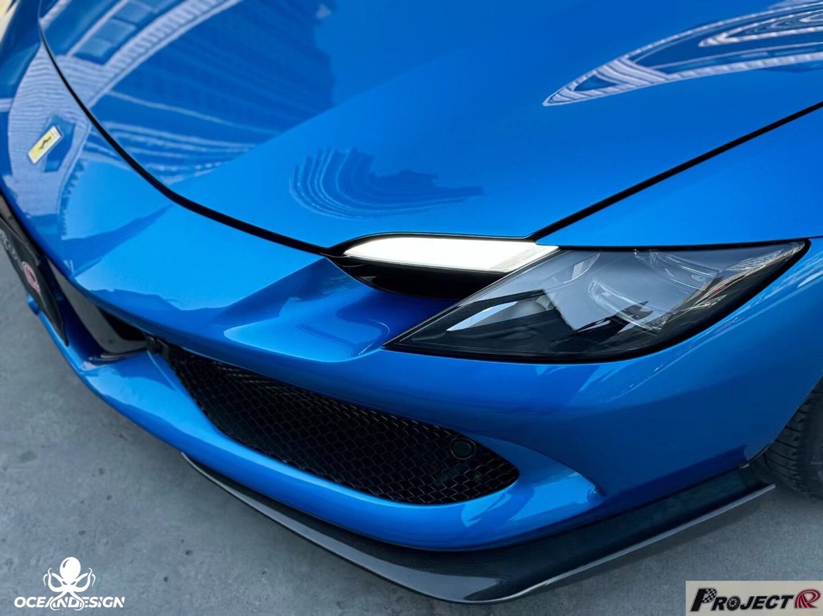 Ferrari 296 GTB OEM Style Dry Carbon Fiber Aero Kit – Front Corner Pieces, Side Skirts, Rear Lip, Rear Wing, Engine Cover, Engine Bay Trim, Center Console, Door Sills