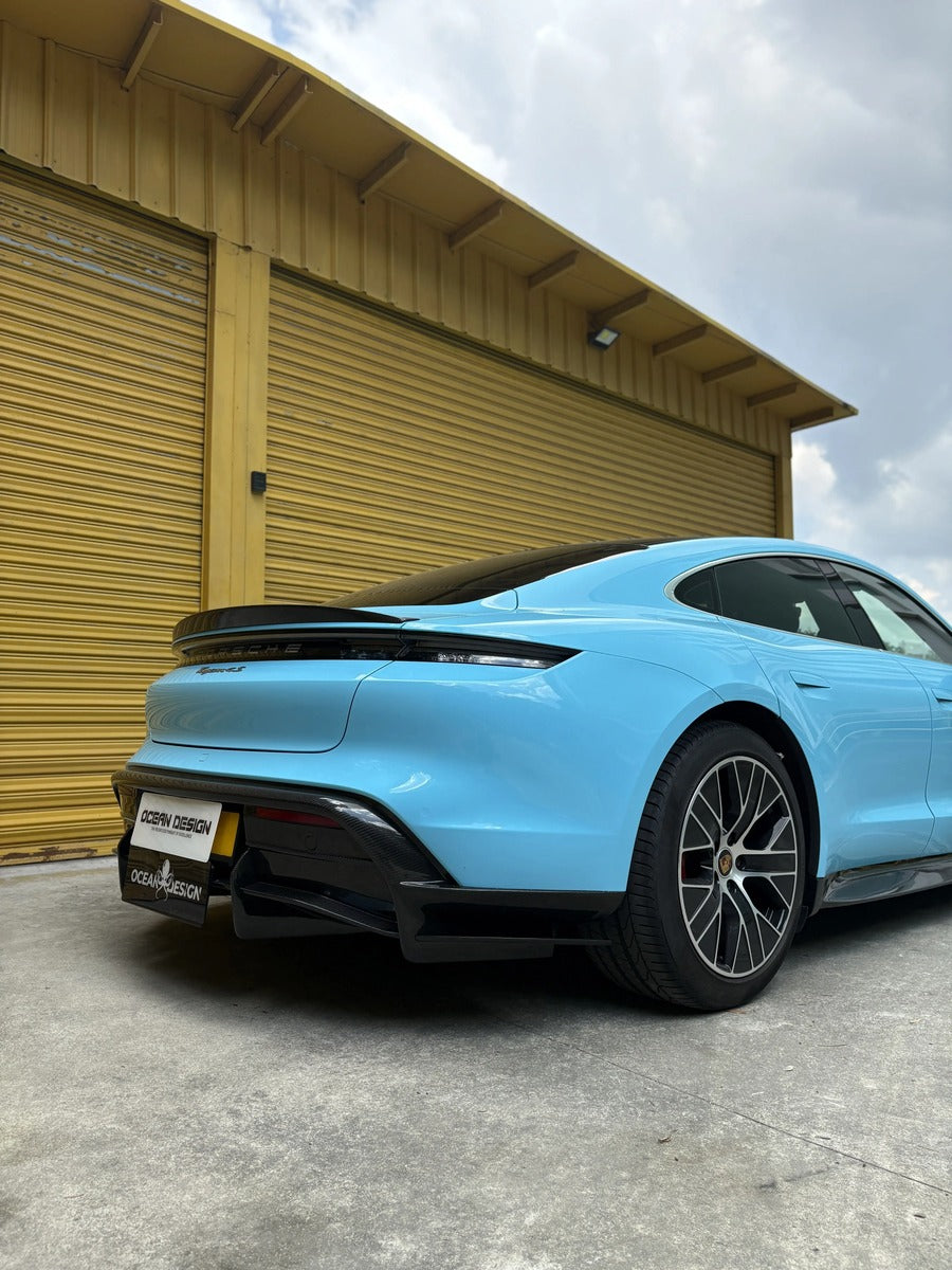Porsche Taycan OceanDesign OD-Style Dry Carbon Fiber Aero Kit – Front Lip / Side Skirts / Rear Lip / Rear Wing / Mirror Covers
