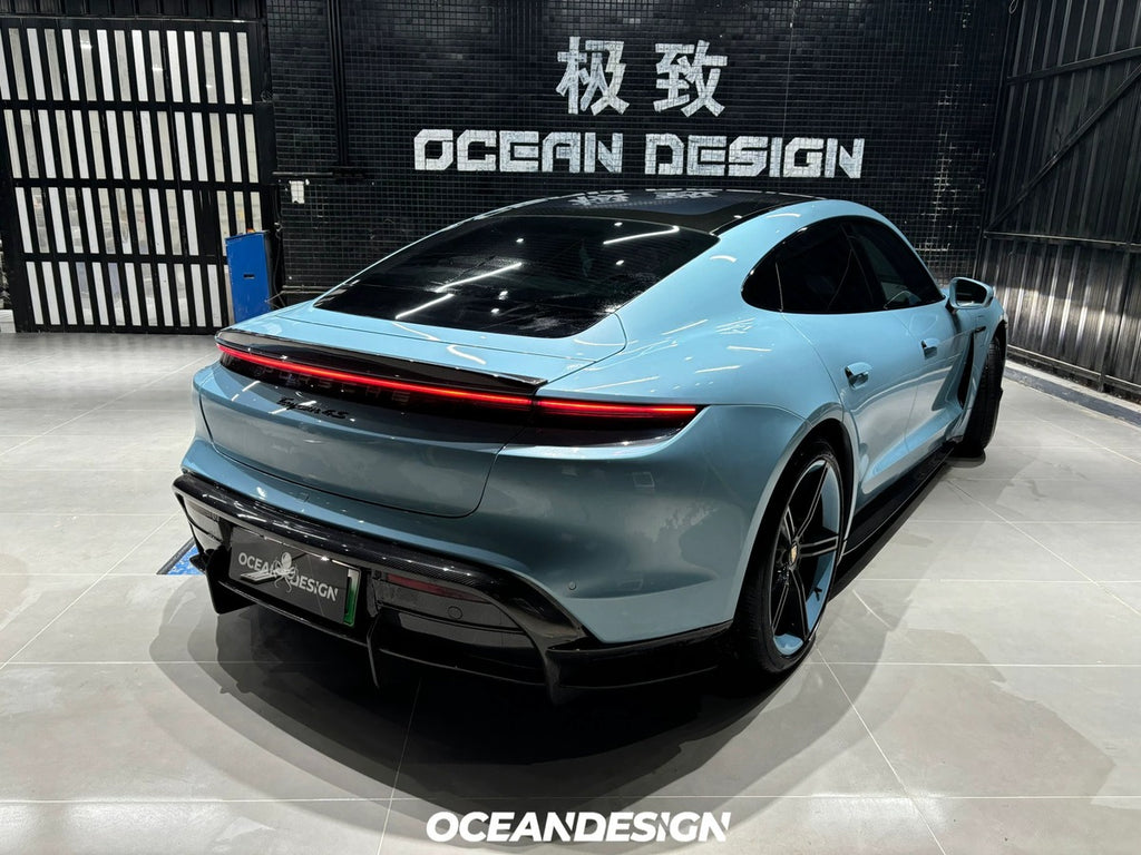 Porsche Taycan OceanDesign OD-Style Dry Carbon Fiber Aero Kit – Front Lip / Side Skirts / Rear Lip / Rear Wing / Mirror Covers