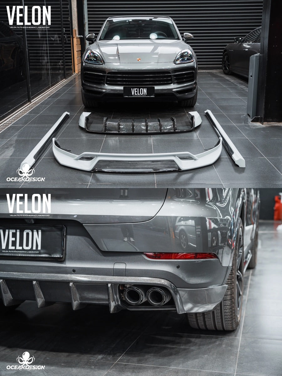 Porsche Cayenne OceanDesign OD-Style Carbon Fiber Aero Kit – Front Lip / Side Skirts / Rear Lip / Rear Wing / Front & Rear Fender Arches / Door Sills