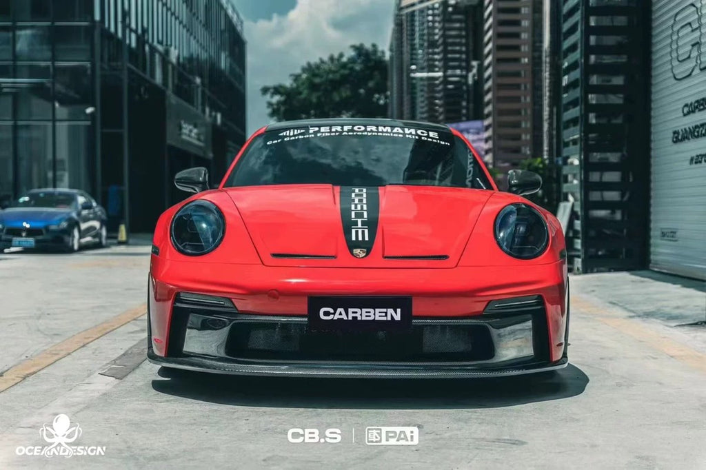 Porsche 911 992.1 GT3 Style Dry Carbon Fiber Aero Kit – Front Bumper, Rear Bumper, Side Skirts, Rear Wing, Hood, Roof, Exhaust