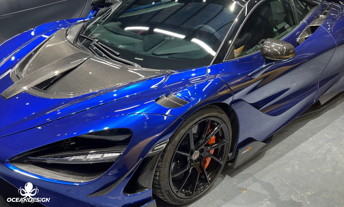 McLaren 720S 765LT-Style Dry Carbon Fiber Complete Aero Kit – Front & Rear Bumper / Wide Fenders / Side Skirts / Rear Wing / Front Lip / Hood