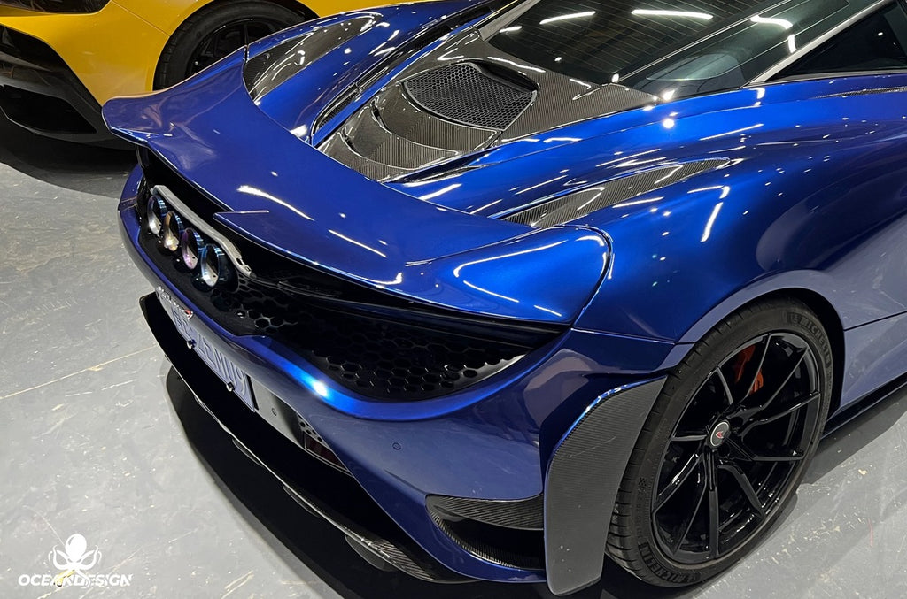 McLaren 720S 765LT-Style Dry Carbon Fiber Complete Aero Kit – Front & Rear Bumper / Wide Fenders / Side Skirts / Rear Wing / Front Lip / Hood