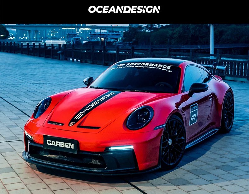 Porsche 911 992.1 GT3 Style Dry Carbon Fiber Aero Kit – Front Bumper, Rear Bumper, Side Skirts, Rear Wing, Hood, Roof, Exhaust